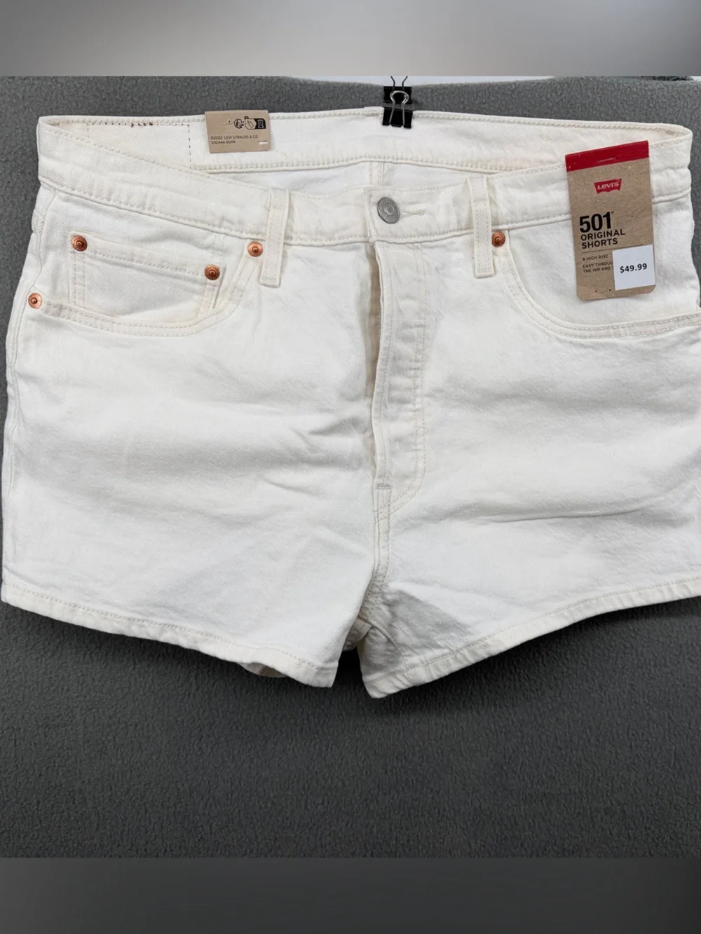 Levi's White High-Rise Denim Shorts